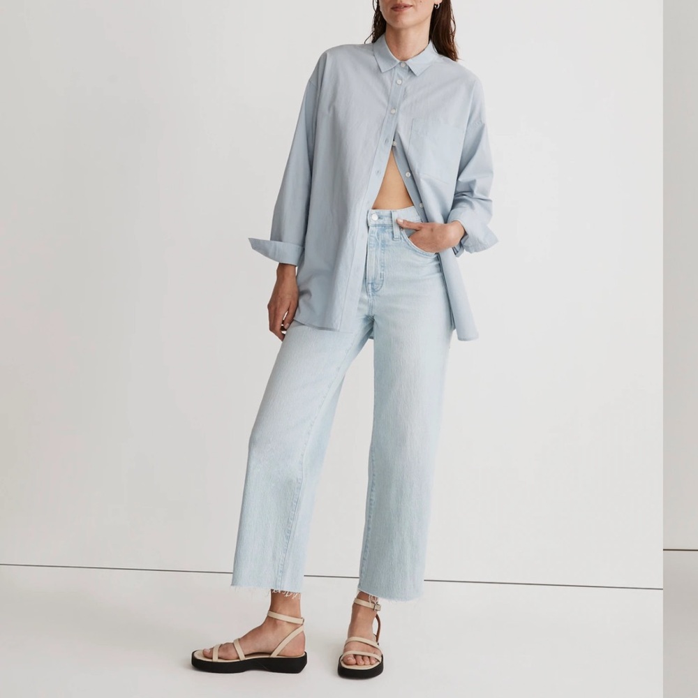 Madewell The Perfect Vintage Wide-Leg Crop Jean in Ward Wash: Raw-Hem Edition